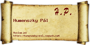 Humenszky Pál névjegykártya
