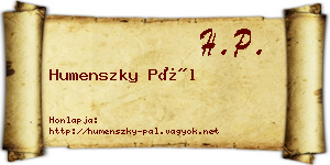 Humenszky Pál névjegykártya